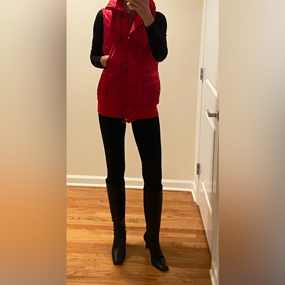 Ralph Lauren black label red satin down vest Size S